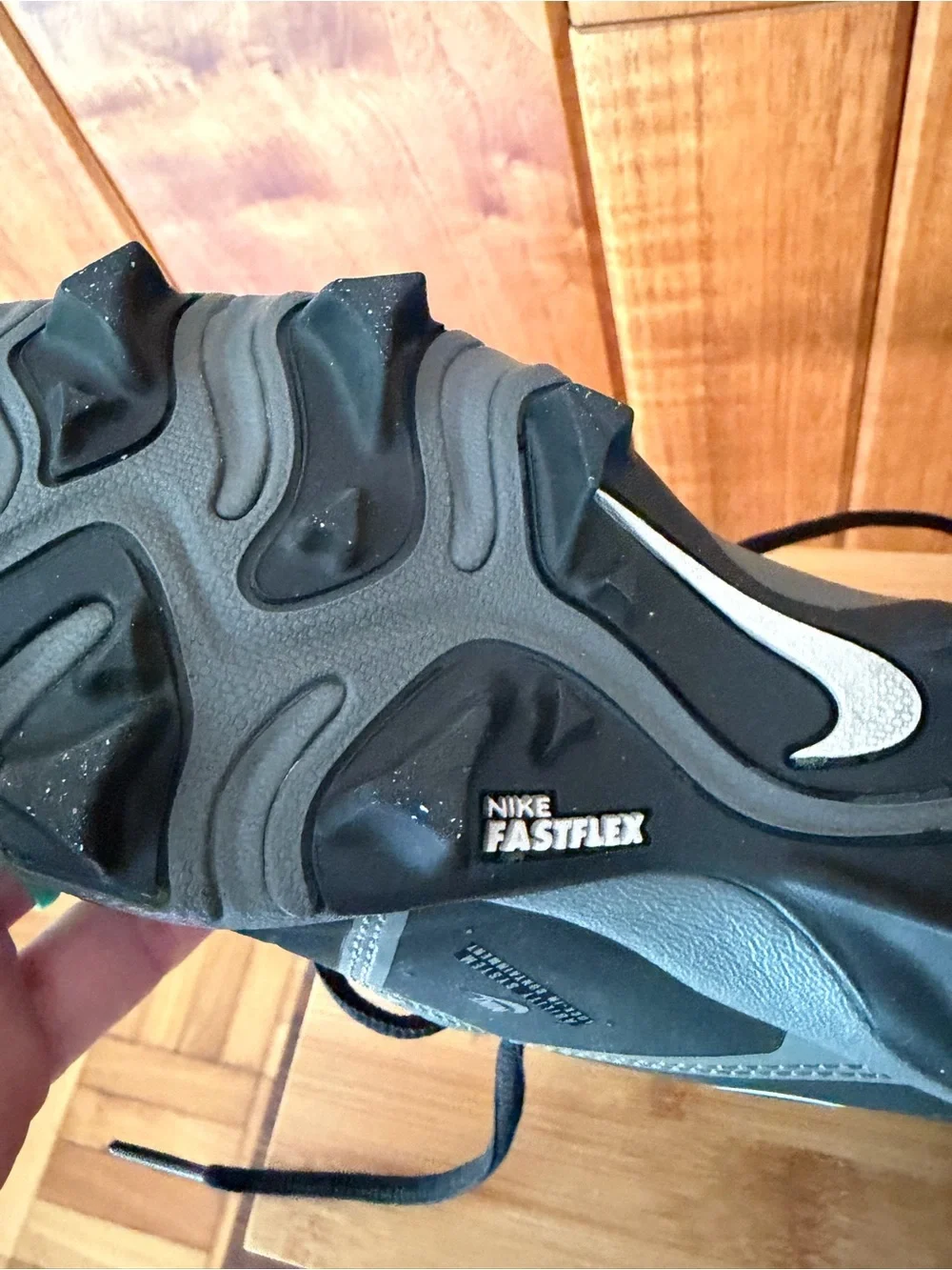 Nike Alpha Menace Kid’s 2Y Black & Gray Football Cleats CVO581
